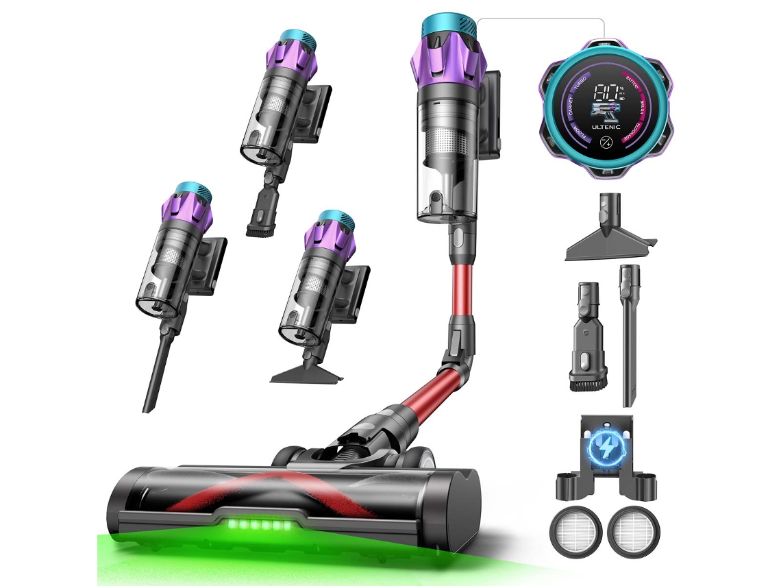 Aspiradora inalámbrica Ultenic U18 Powerpro, 55000 Pa/80 min, con cepillo antienredos para pelo de mascotas y alfombras.