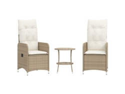 Maison Exclusive - Sillones Reclinables De Jardín Con Mesa 2 Uds Ratán Pe Beige