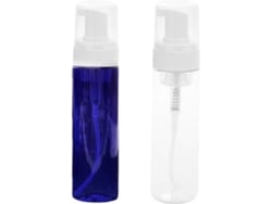 Juego De 2 Botellas Con Dosificador De 200 Ml, Transparentes Y Azules, Dispensadores De Cosméticos Portátiles.