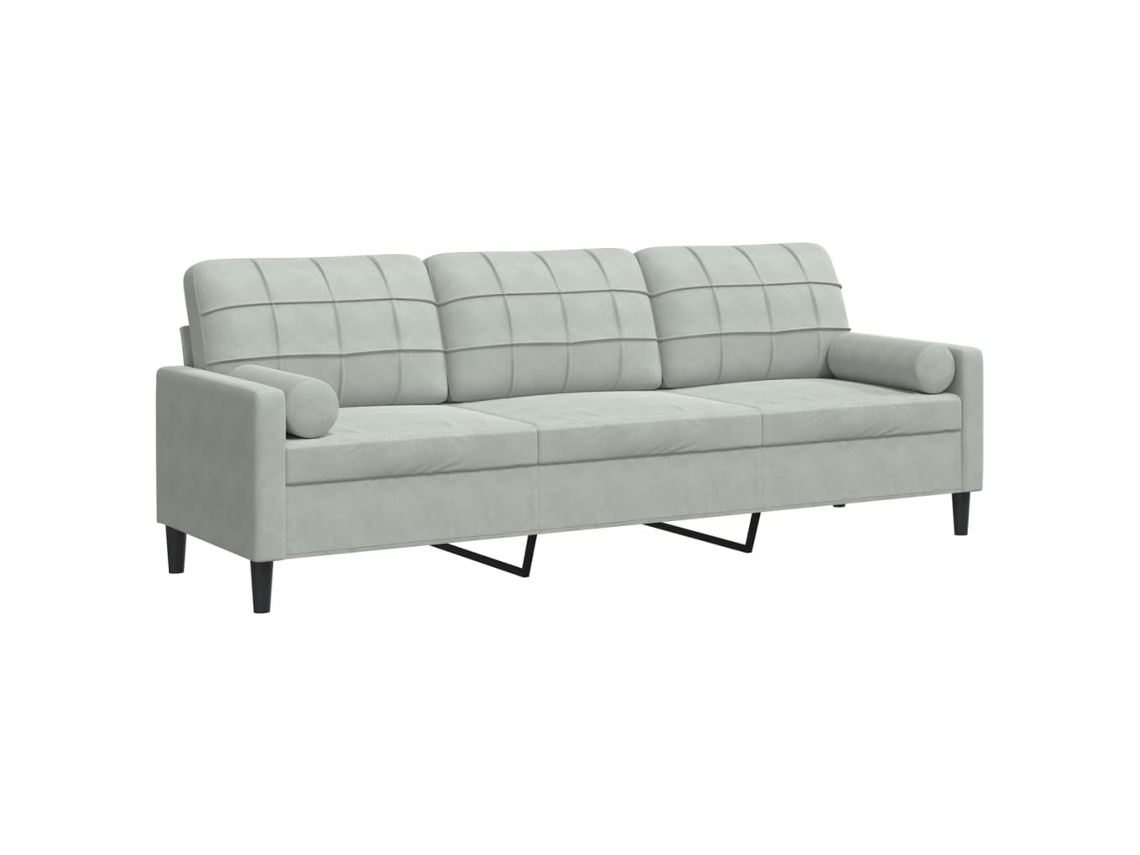 Maison Exclusive - Sofá De 3 Plazas Con Cojines Terciopelo Gris Claro 210 Cm