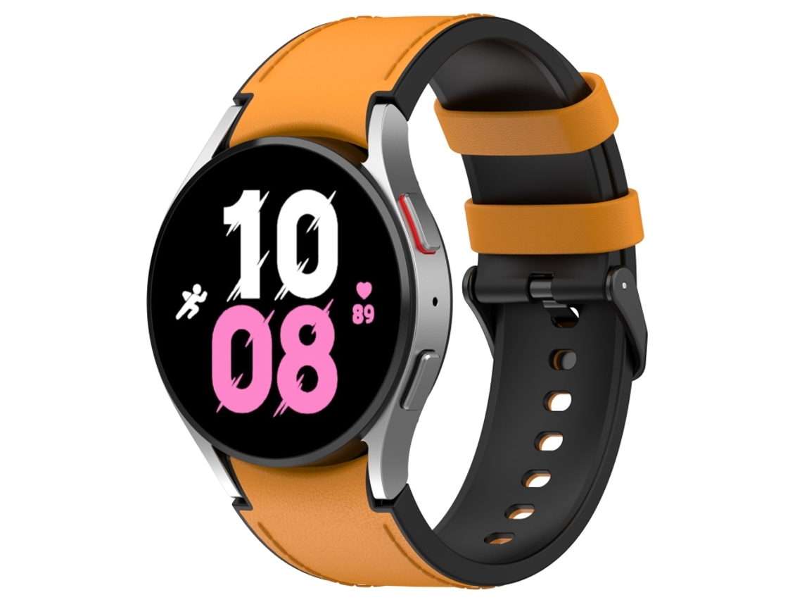Correa de silicona y piel negra para Samsung Galaxy Watch 5 con hebilla (talla S) CSYY (40 x 44 mm)