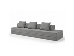 Sofá Modular 3+2 Lugares Convertible Bouclette Cinza Escuro
