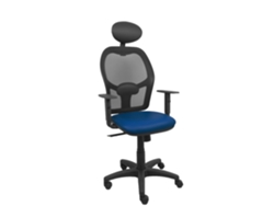 Silla De Oficina Alocén Con Mecanismo Sincro Tapizada Con Similpiel Color Azul Marino Y Malla Color Negro