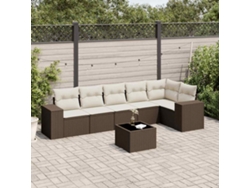 Conjunto de sofá de jardín de 7 piezas con cojines de mimbre sintético marrón de DKD Home Decor