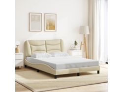 Estructura De Cama Sin Colchón Tela Crema 120x200 Cm