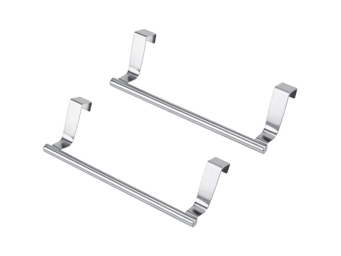 Linjou Soporte Multifuncional Para Toallas Para Puerta De Armario/cajón De Cocina (plateado)