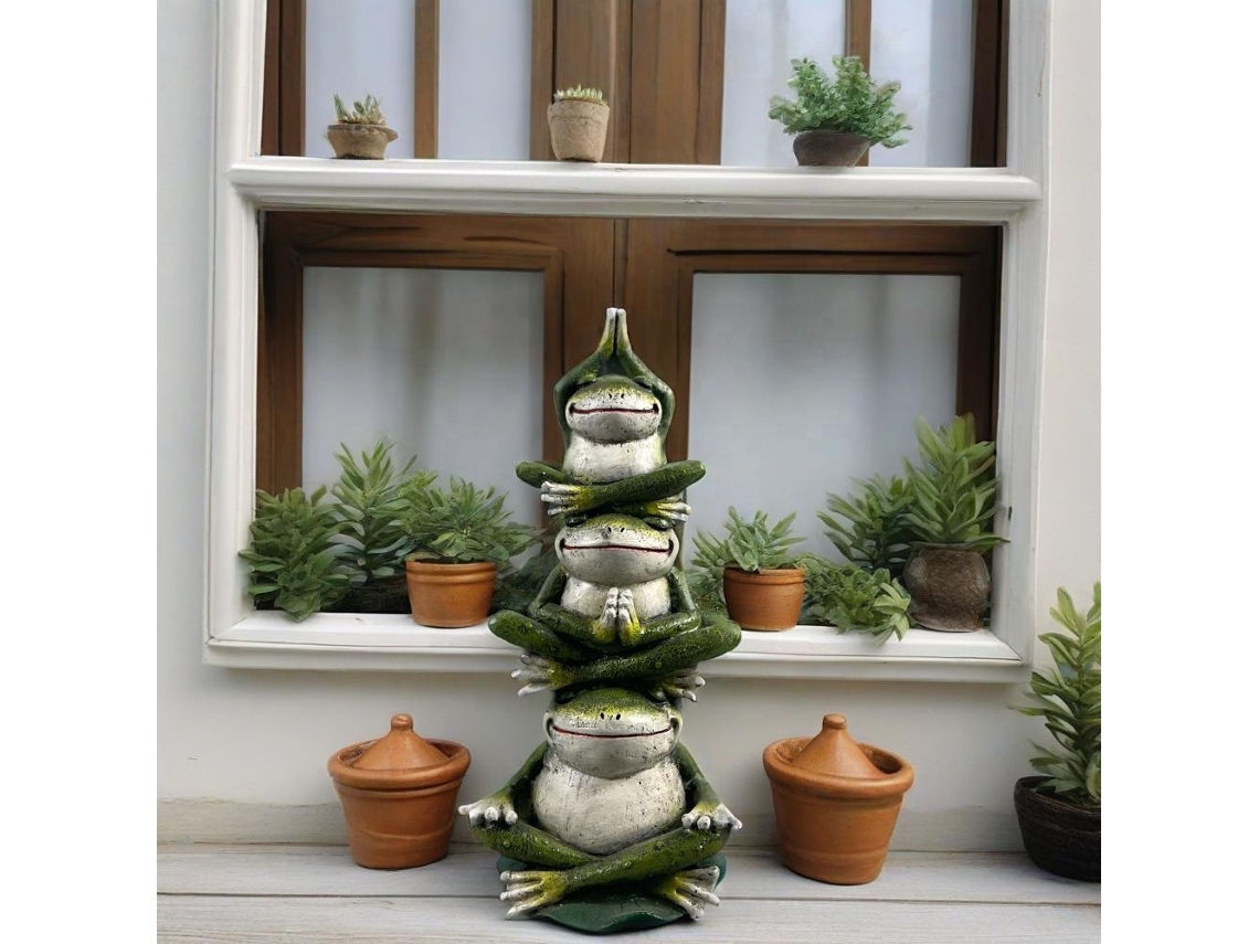 Manualidades de resina con temática de rana para uso exterior y decoración del hogar, adornos de mesa de resina directamente del fabricante.