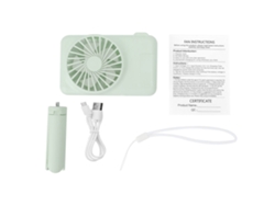 Ventilador verde portátil recargable por USB