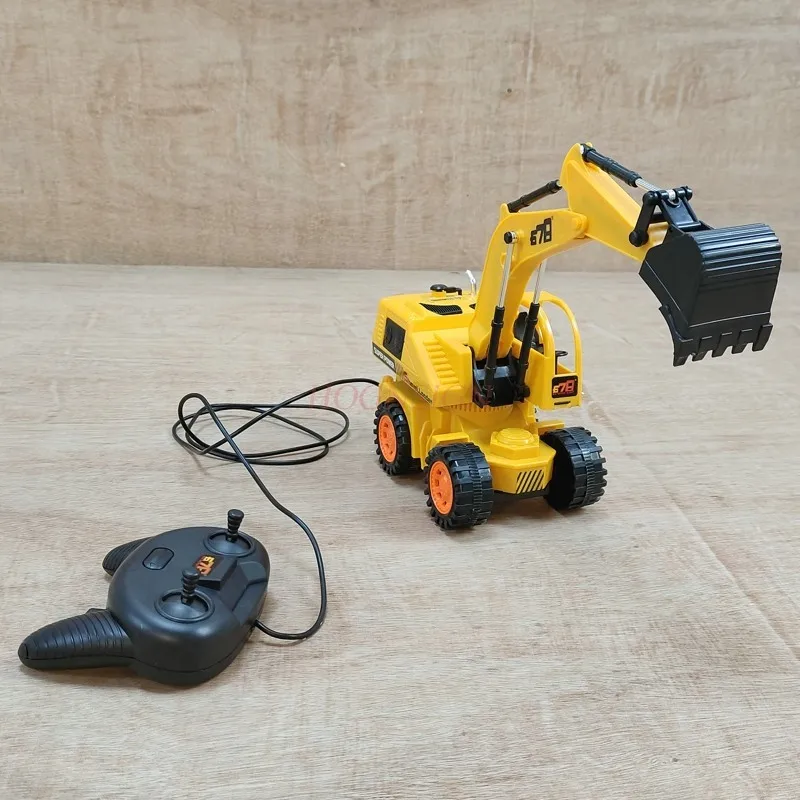 Excavadora De Juguete Eléctrica Con Accionamiento Por Cable, Modelo Infantil, Control Remoto De Plástico, Alimentada Por Batería.