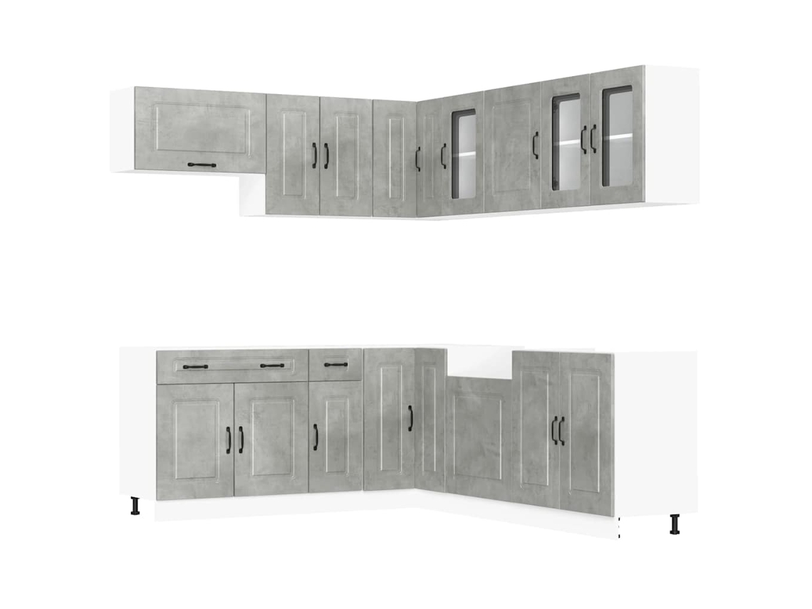 Juego de gabinetes de cocina Kalmar de 11 piezas en gris hormigón EXCLUSIVO DE LA CASA