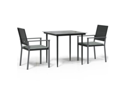 Maison Exclusive - Juego Comedor Jardín 3 Piezas Y Cojines Ratán Sintético Y Acero