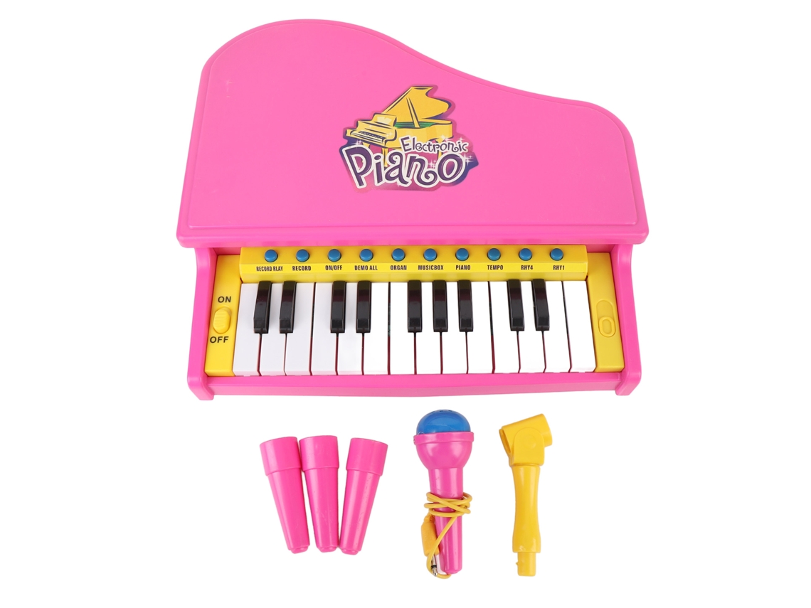 2026-piano Electrónico Infantil 23 Teclas Con Micrófono Juguete Multifuncional Para Niños Con 15 Canciones Demo