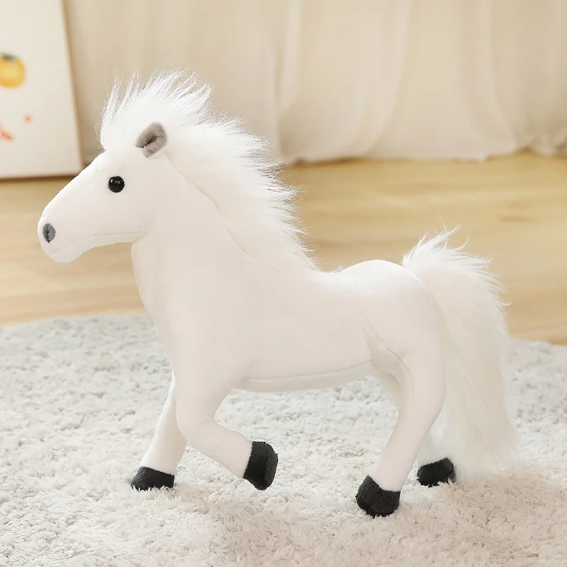 (blanco, 25 Cm) Almohada De Peluche Suave Y Realista De Crin De Caballo