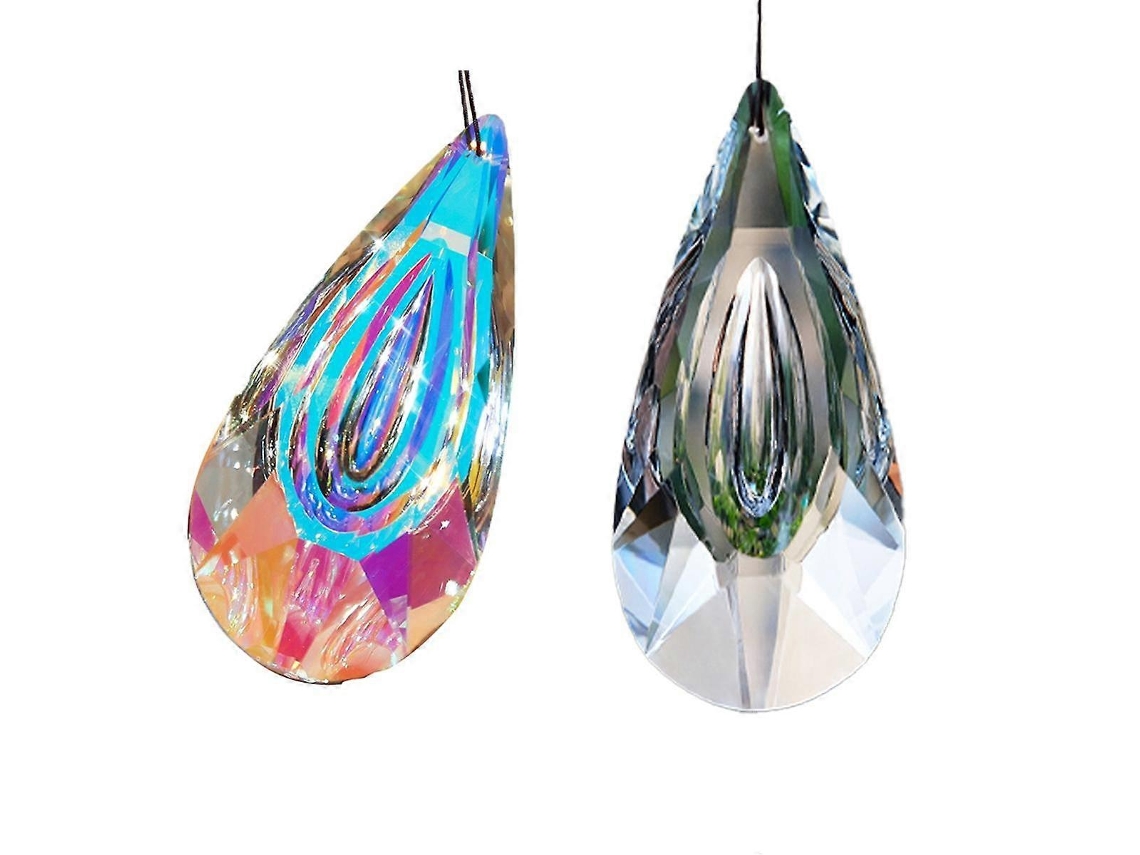 Atrapaluz, paquete de 2 colectores de luz prismáticos grandes para colgar en ventanas, decorativos para crear arcoíris