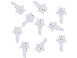 30 Pinzas Madera Blancas Forma Nieve Fotos Ideales Decoraciones Navideñas Sujetar Notas Tarjetas Bodas Tiendas