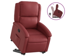 Sillón reclinable elevable cuero VIDAXL artificial rojo tinto
