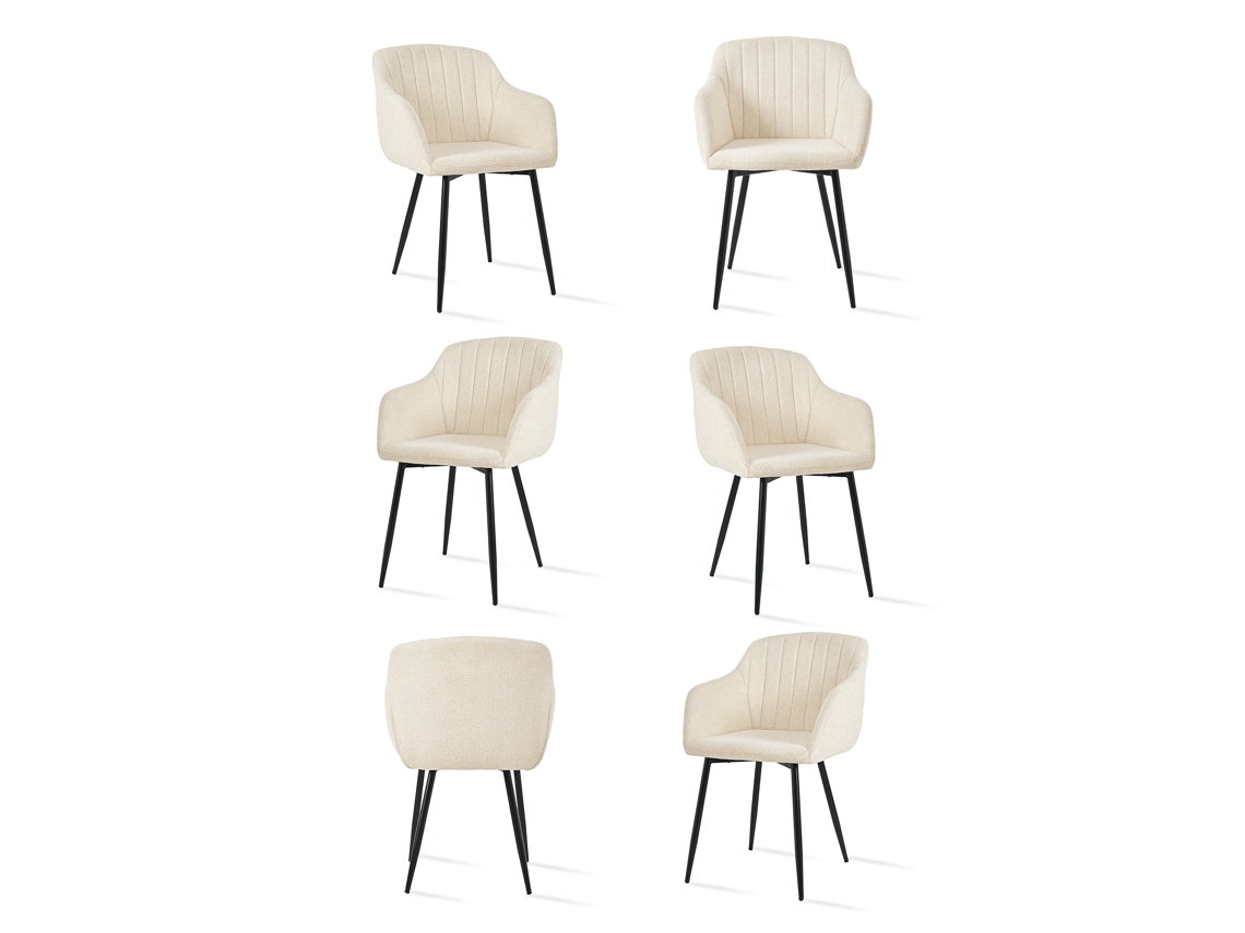 Sillas De Comedor Goeurvant 711(pack De 6, Crema, Chenilla)
