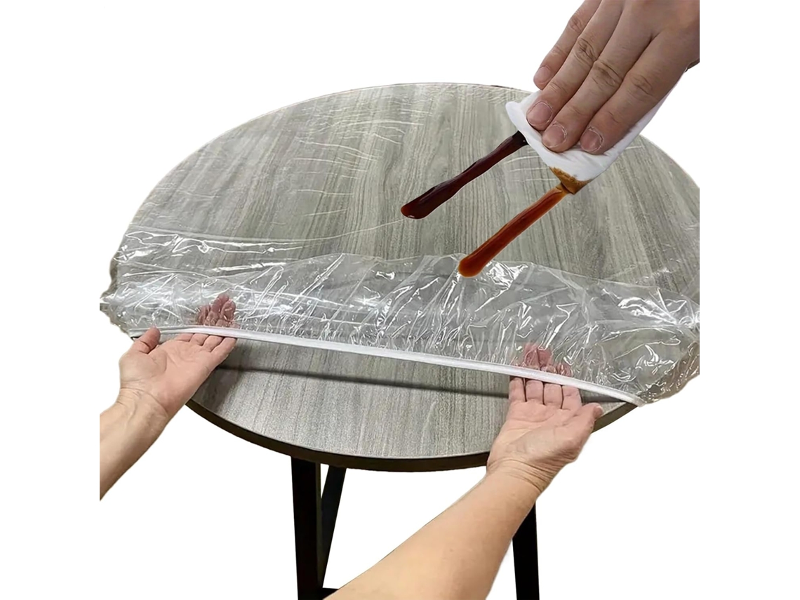 Mantel redondo, transparente, impermeable, resistente a la intemperie y al aceite Chaberlu