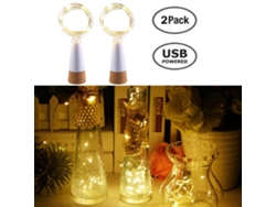 2026 2 unidades Luces de corcho para botellas Guirnalda de luces LED recargables por USB Mini luces de hadas para botellas