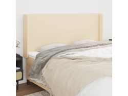 Cabecero Con Orejas De Tela Color Crema 163x16x118/128 Cm