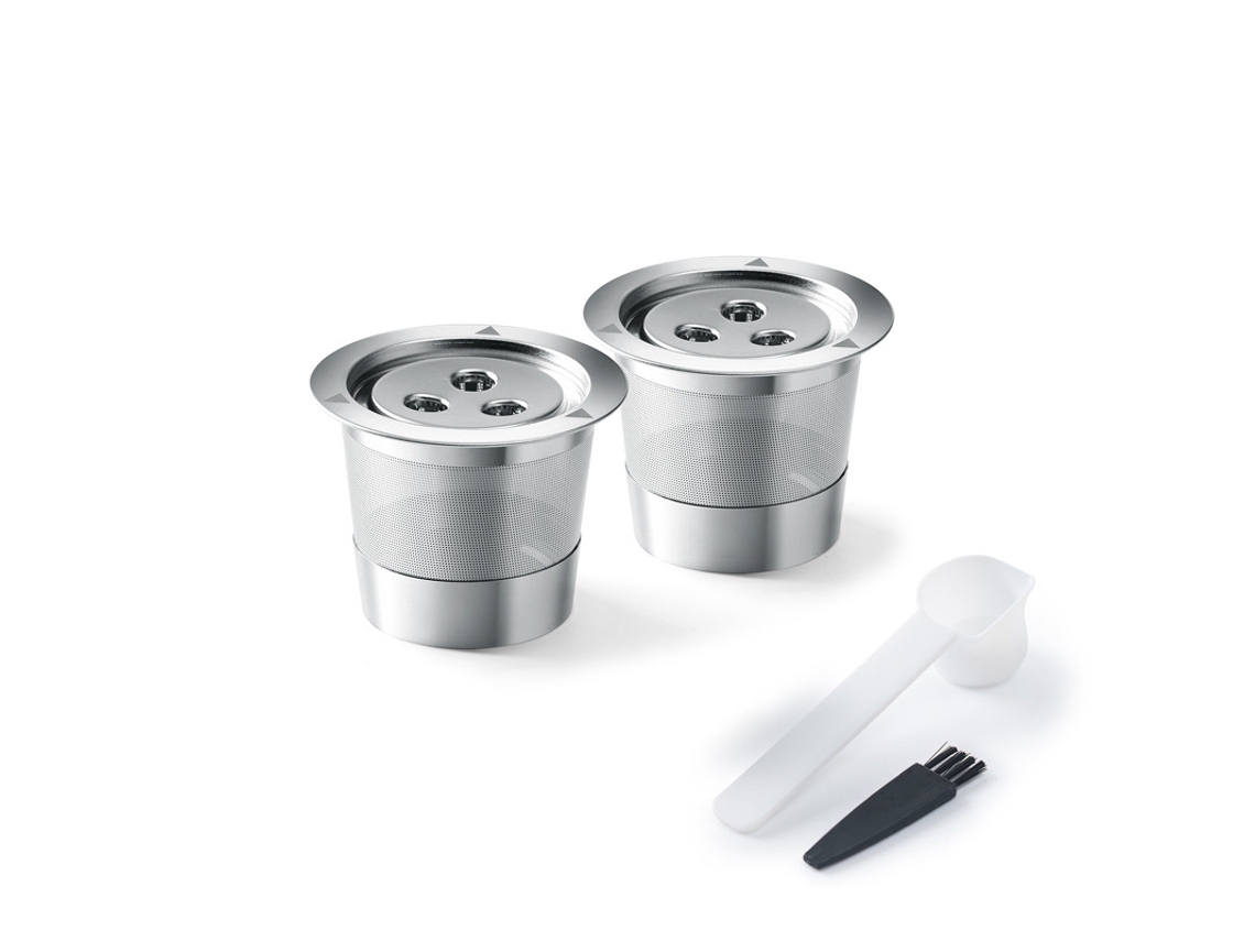 Filtro de acero inoxidable reutilizable para cápsulas de café con cuchara y cepillo, compatible con Ninja CFP201 y CFP301 (2 unidades) Specment