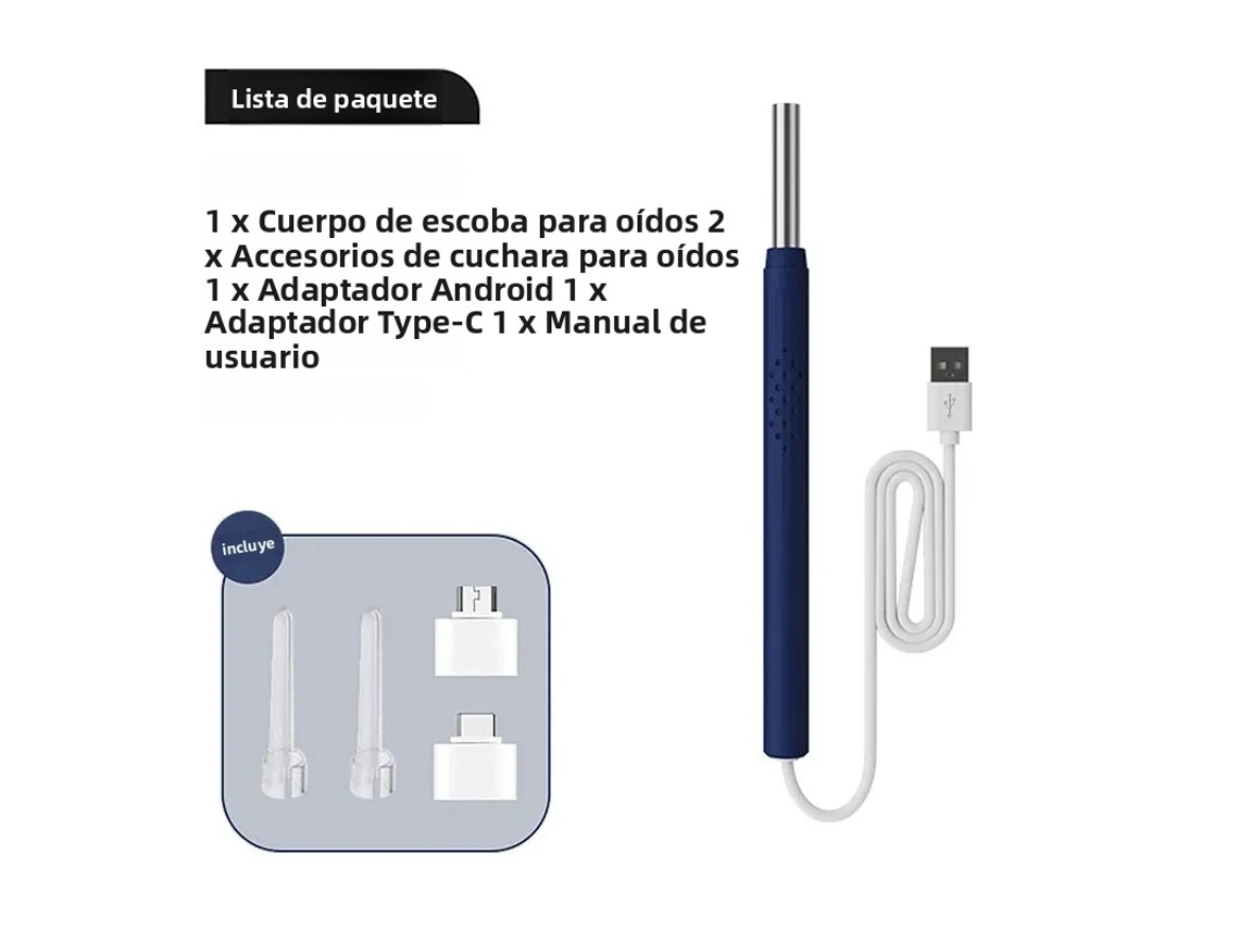 (azul) Endoscopio Inteligente Para Limpieza De Oídos Con Cuchara Y Minicámara