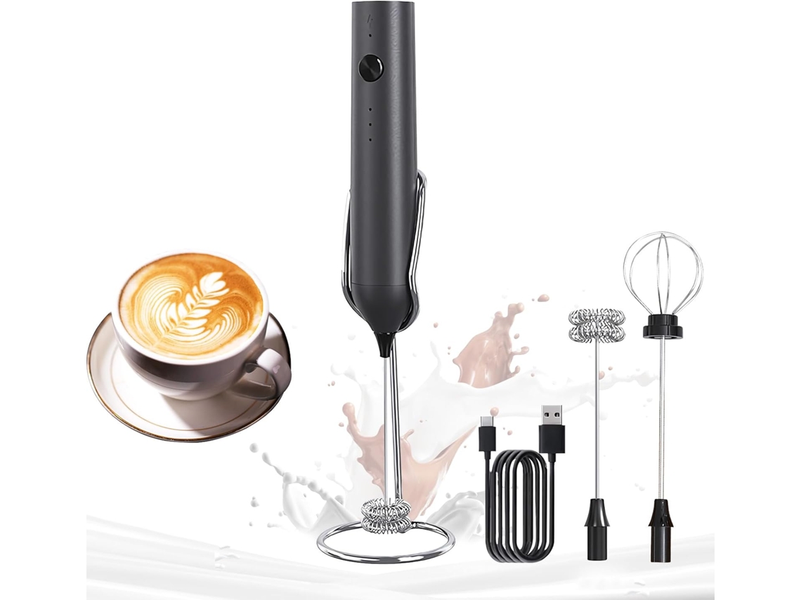 Espumador de leche, batidora eléctrica recargable por USB, ideal para café, capuchino y chocolate caliente.