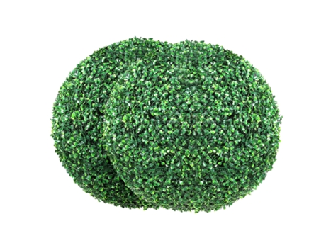 Álamo artificial de 24 pulgadas de alto, 2 plantas, planta de poda falsa esférica, planta de bola decorativa fea verde perenne VEVOR