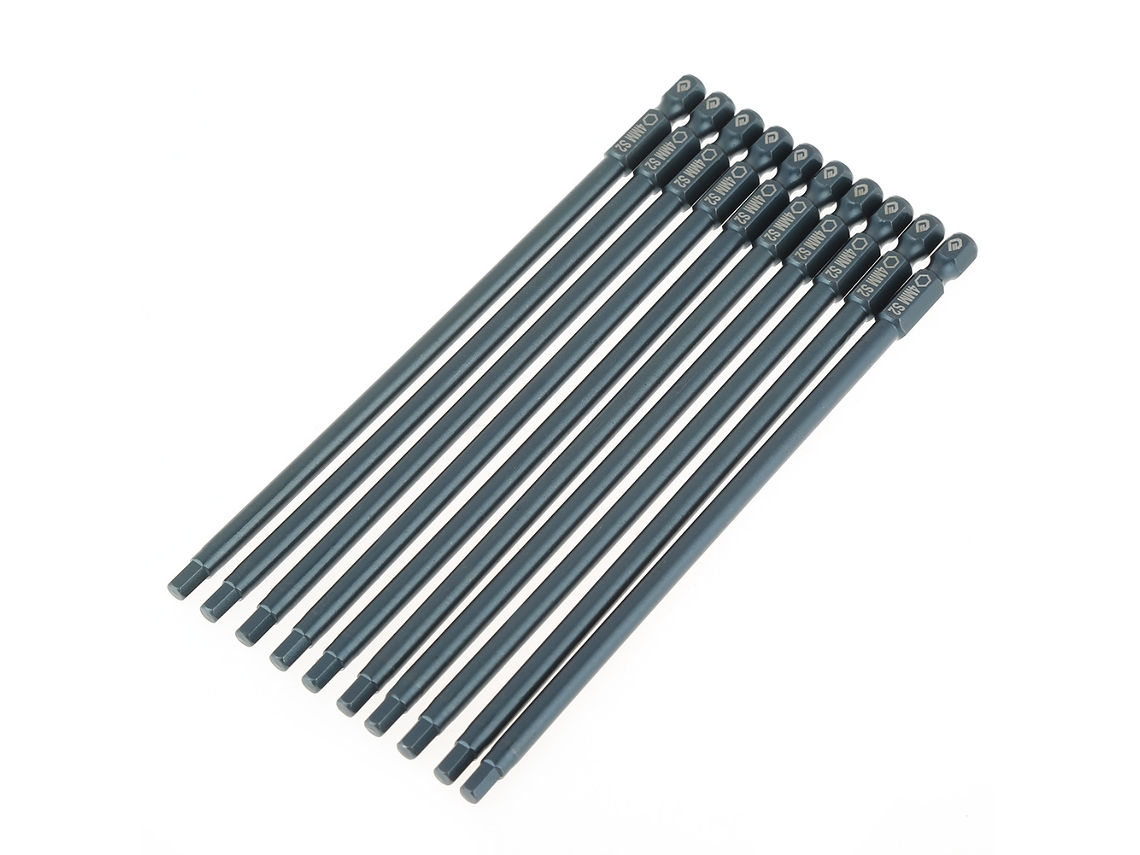 Juego De 10 Puntas De Destornillador Con Cabeza Hexagonal H4 De 6,3 X 150 Mm, Cigüeñal De 1/4 De Pulgada, Acero Aleado S2.