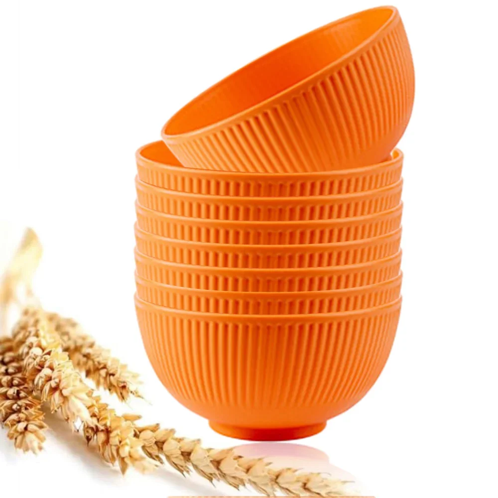 (naranja, 8 Unidades) Cuencos De Paja De Trigo, Irrompibles, Ligeros, Reutilizables, Aptos Para Lavavajillas.