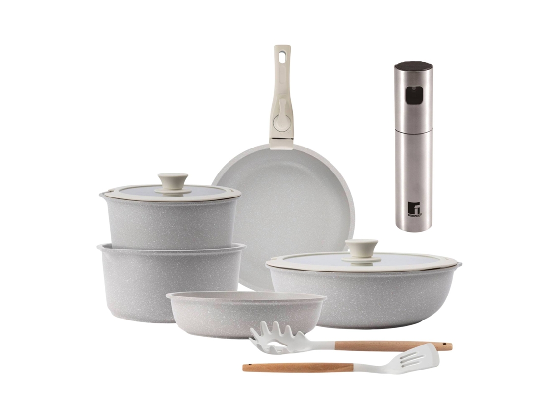 Batería De Cocina,ø18ø20ø26 Cm, De Aluminio Fundido Click&cook  San Ignacio (10 Piezas) Con Pulverizador