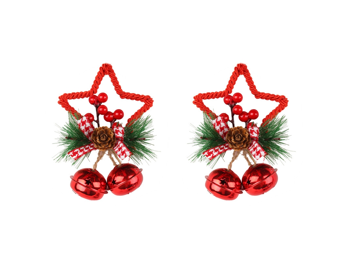 Adorno navideño casero para el árbol con campana de estrella de cinco puntas