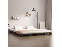Cama De Palets Madera Maciza Pino Gris 120x190 Cm