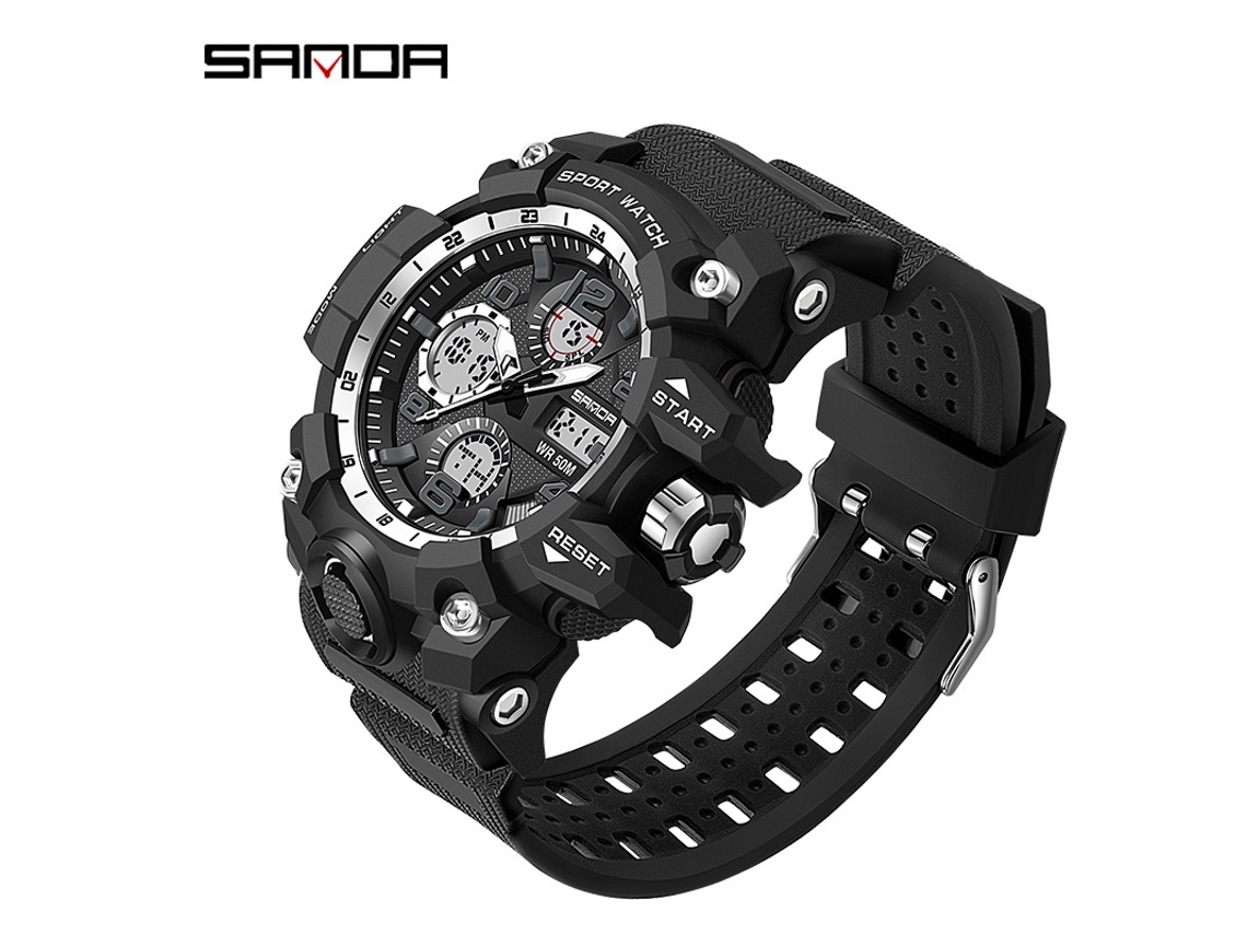 Reloj Electrónico De Moda (blanco Y Negro para Hombre) Con Acabado Luminoso, Resistente Al Agua Y A Los Golpes, Con Alarma.