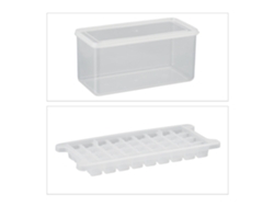 Conjunto De Formas Para Cubos De Gelo Relaxdays, 5 Tabuleiros, Sem Bpa, Recipiente E Tampa, 180 Cubos, Plástico