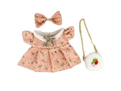 Vestido Para Muñeca De Niña De 20 Cm Con Bolso Y Lazo, Estampado Floral, Algodón Pp Suave.