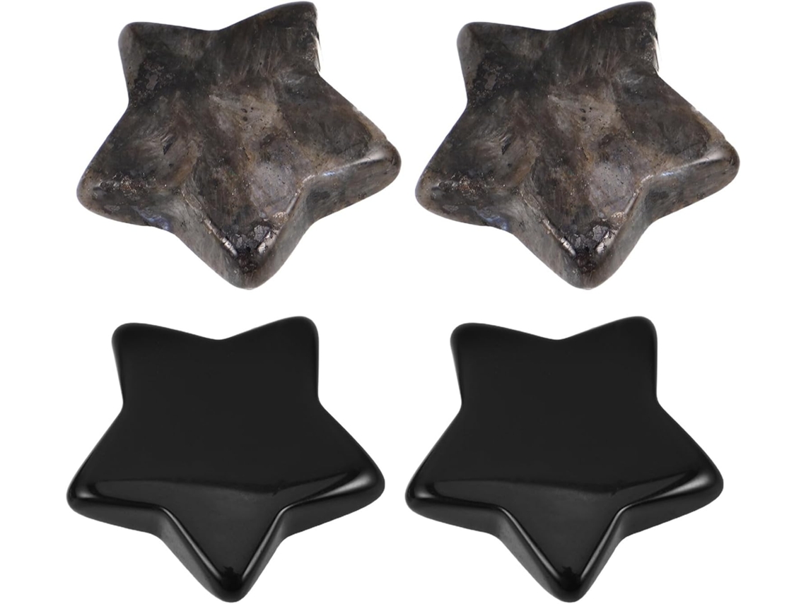 Piedras Decorativas Obsidiana Negra Natural Forma Estrella 30 Juego 4 Cristales Pulidos Decoración Halloween