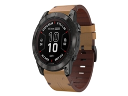 Bracelete Para Garmin Fenix 7s Pro (42mm) - Couro - Fivela De Aço (20mm) Marrom Claro