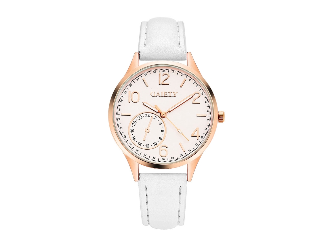 Relógio digital de quartzo com pulseira de metal e números coloridos para mulheres (dourado)