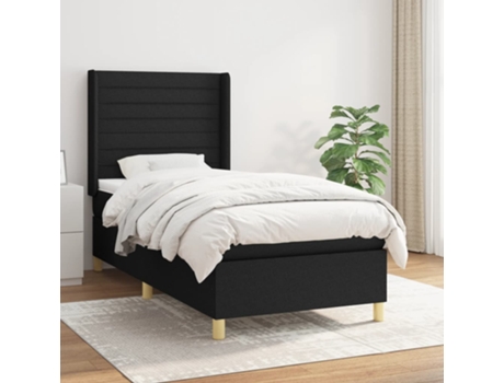 vidaXL Cama con somier y colchón 90x190 cm tela negra