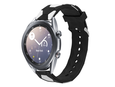 Correa de reloj inteligente para Samsung Galaxy Watch3 41 mm 20 mm Conector de metal de silicona estilo fútbol (negro + blanco)