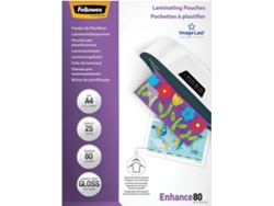 Pack 25 fundas FELLOWES para plastificar 80 mcrons brillo A4
