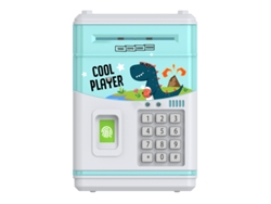 (azul) Alcancía Con Huella Dactilar Simulada Con Música Y Caja De Contraseña Para Cajero Automático Con Giro Automático De Dinero.