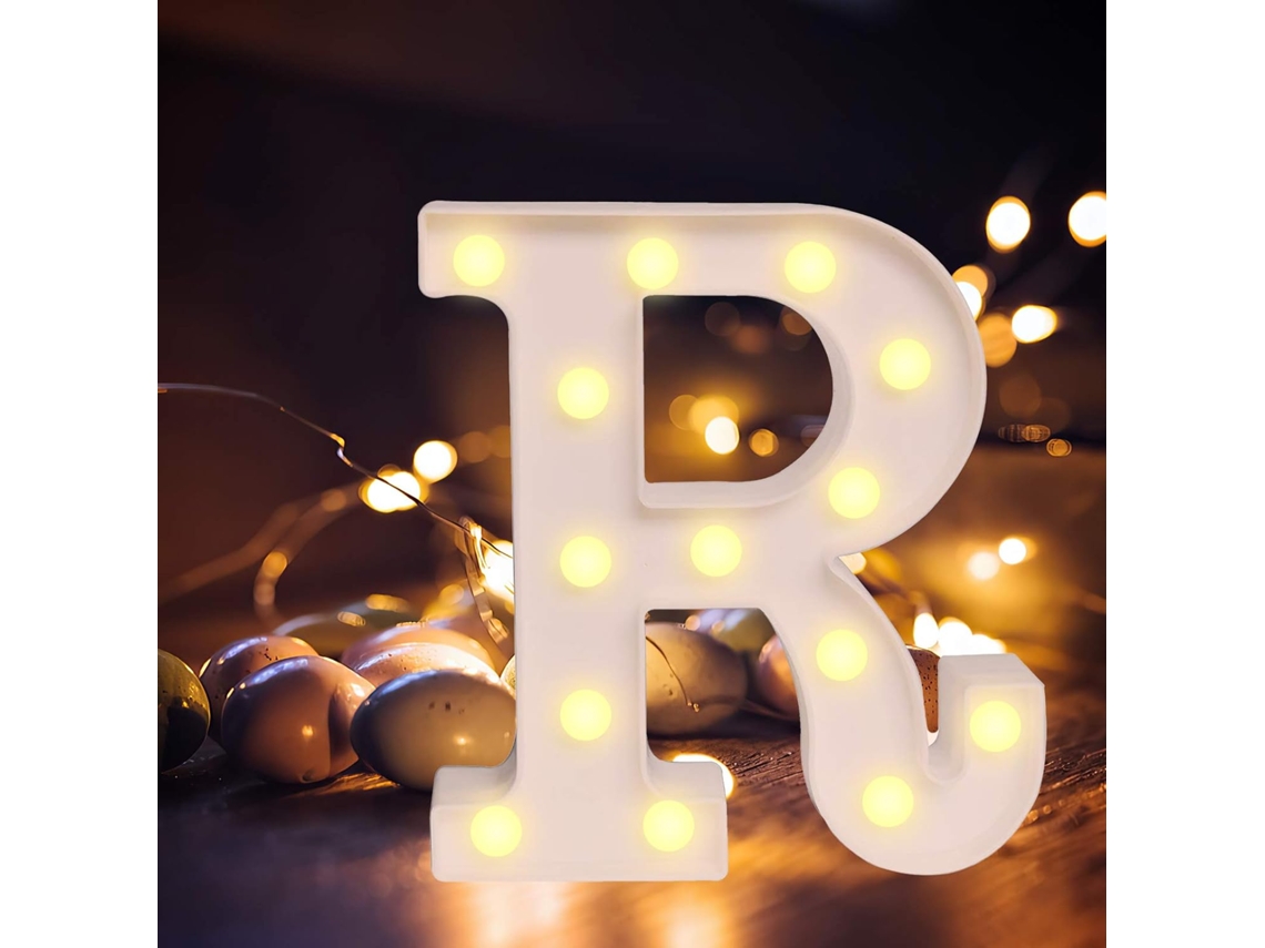Letras del alfabeto LED con luz blanca cálida para decoración del hogar, fiestas, bares, bodas o festivales.