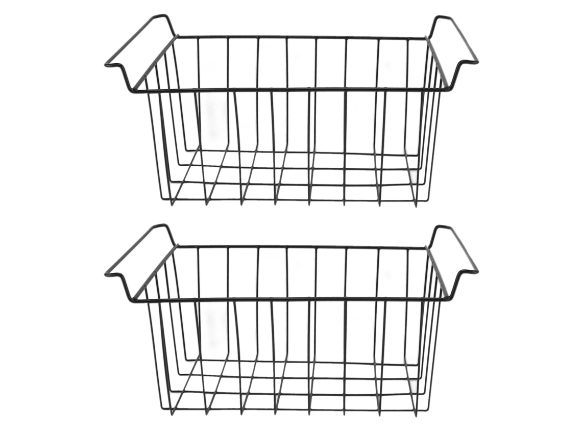 2 Cestas De Alambre Para Congelador Con Revestimiento De Pe, Organizador Colgante, 42,5 X 24,5 X 20 Cm, Negras