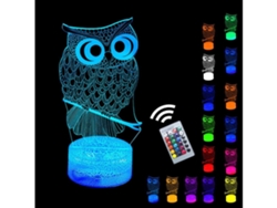 Lucky Owl Luces Nocturnas Con Control Remoto 3d Ópticas 16 Colores Lámparas Led Para Niños Amigos Padres Gusshious
