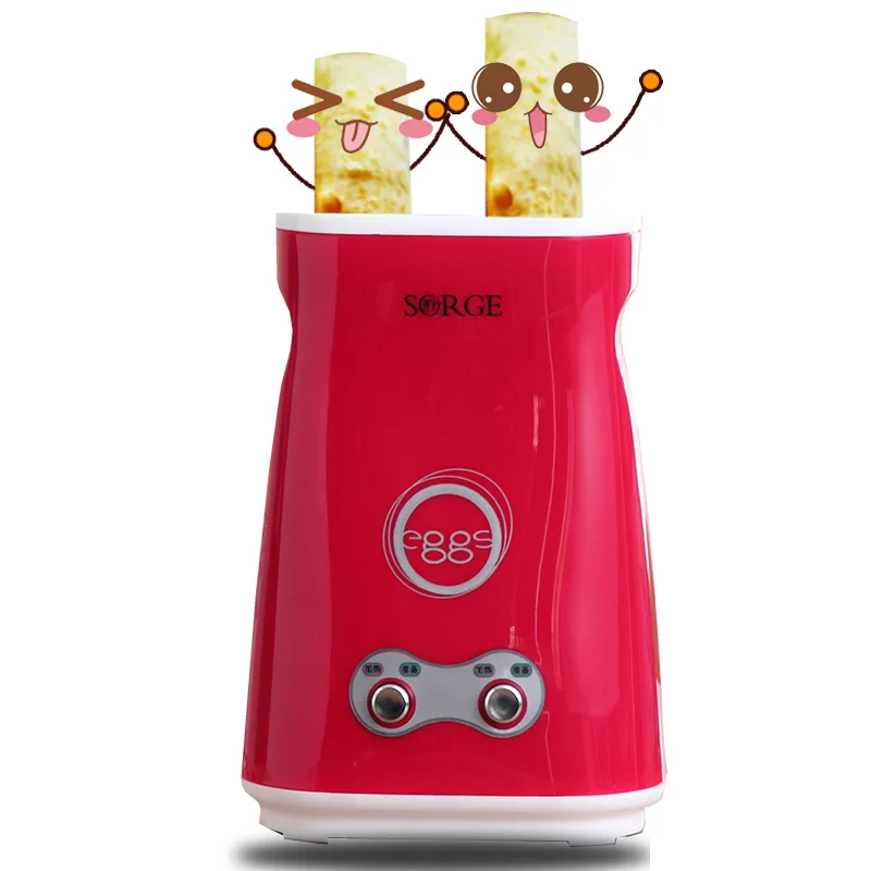 (Cilindro doble rojo) Máquina automática eléctrica de 220 V para hacer rollos de huevo, salchichas y desayunos.