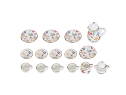 Mali conjunto Miniatura Xícaras de Chá Porcelana Flor 15pcs para Casinha de Bonecas Cozinha 3