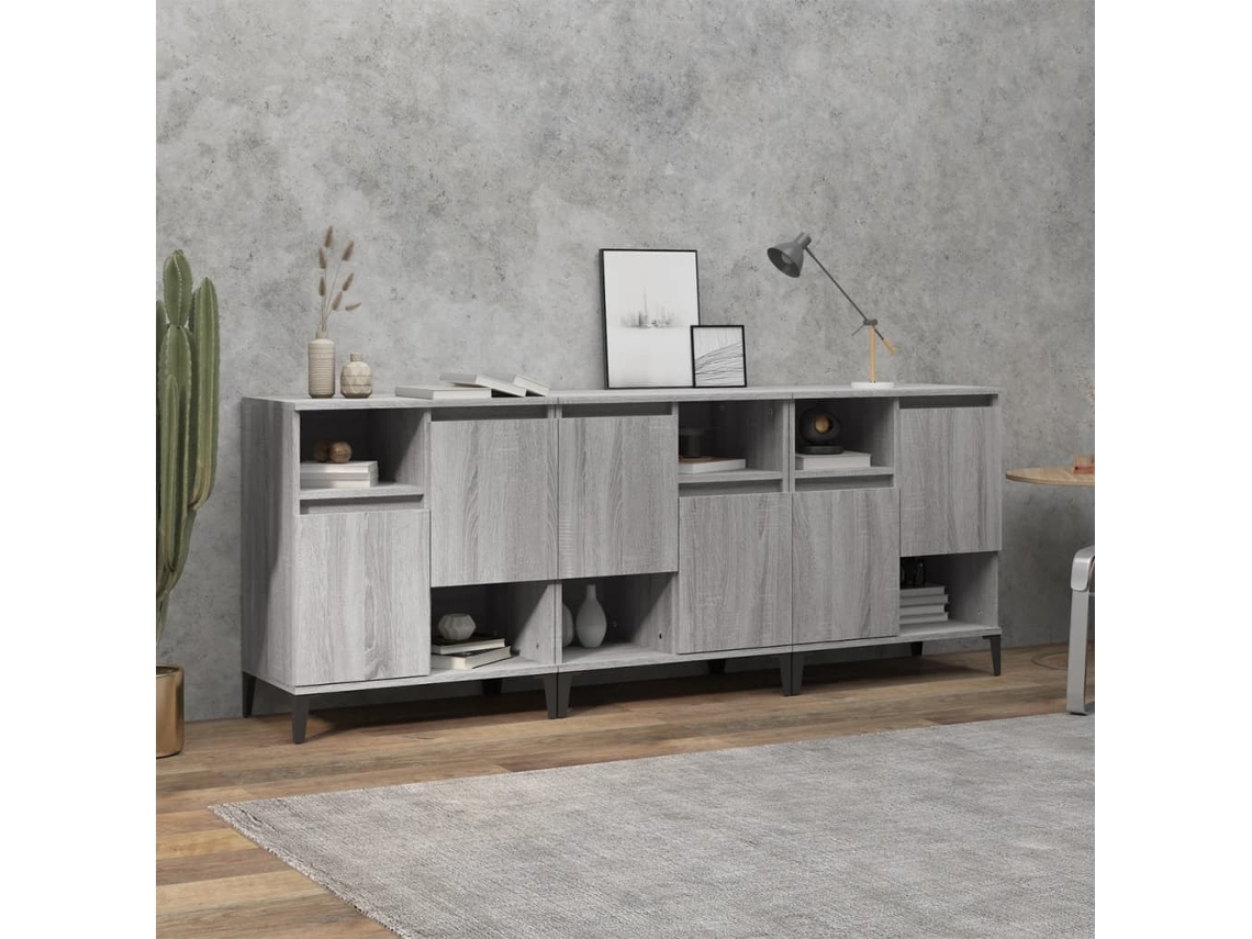 Lovely Home Aparador 3 Pzs 60X35X70 Cm Derivados Madera Gris Sonoma