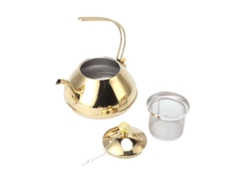 Hervidor de acero inoxidable con filtro, gran capacidad, para casa y camping, 1,5 l, dorado